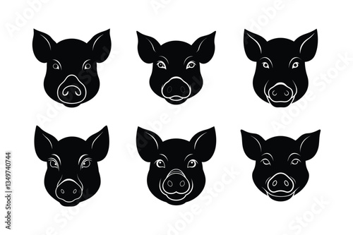 pig snout close up vector silhouette design