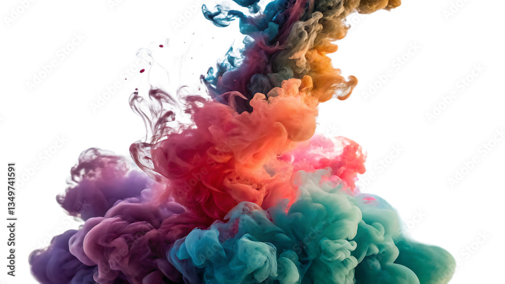 Obraz premium An Ethereal Ink Explosion with Vibrant, Swirling Tones, Creating a Dreamlike and Abstract Effect