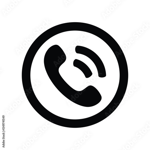Black and White Phone Call Icon – Minimalist Communication Symbol, Phone Call Icon, vector