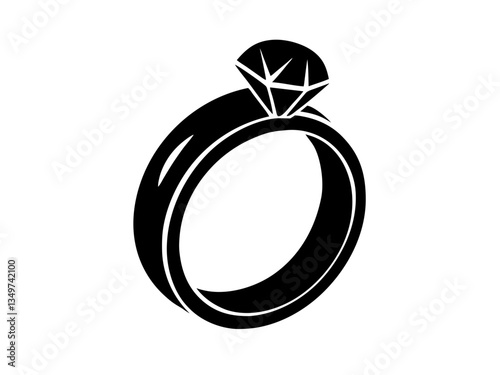 Wedding Ring Silhouette, Ring with gemstone vector,Diamond ring icon