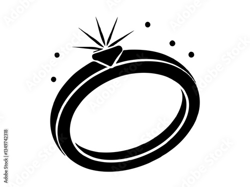 Wedding Ring Silhouette, Ring with gemstone vector,Diamond ring icon