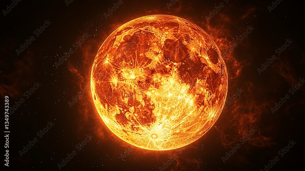 Obraz premium Fiery Celestial Sphere Digital Art