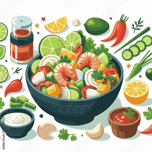 ceviche, food, seafood, gourmet, lime, fresh, meal, fish, appetizer, delicious, cuisine, citrus, peru, peruvian, restaurant, raw, cebiche, marinated, cilantro, onion, seviche, lunch, background, salad