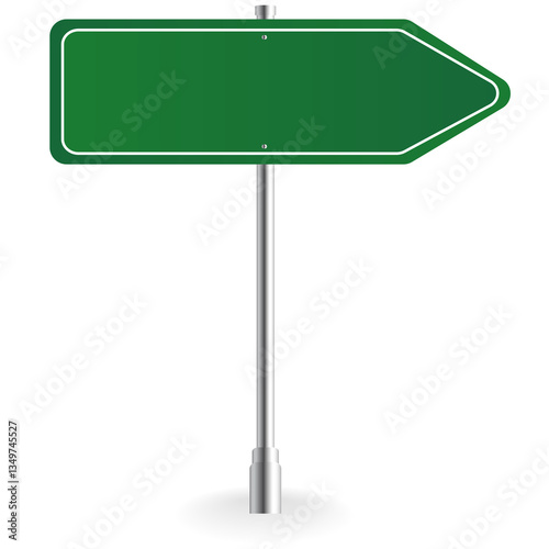Blank green traffic road sign isolated on transparent background. PNG illustration.