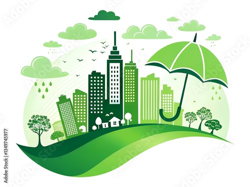 Green City Under Protective Umbrella photo