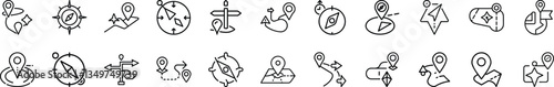 Navigation Icons Location, Compass, Map, Route, Direction, Travel