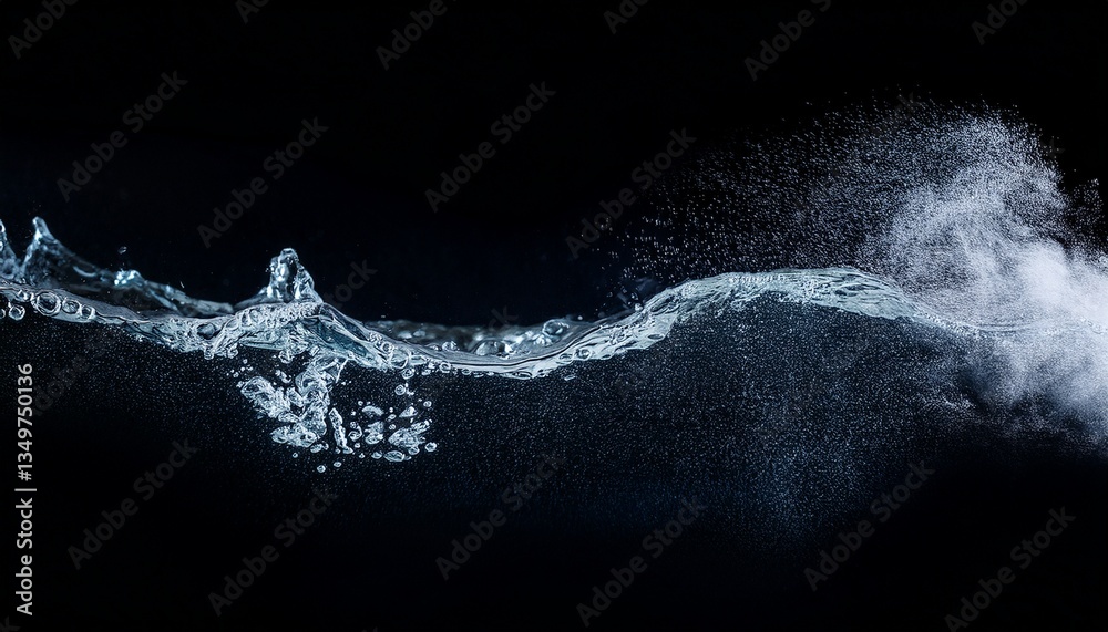 Fototapeta premium streams of water and water vapor on a black isolated background