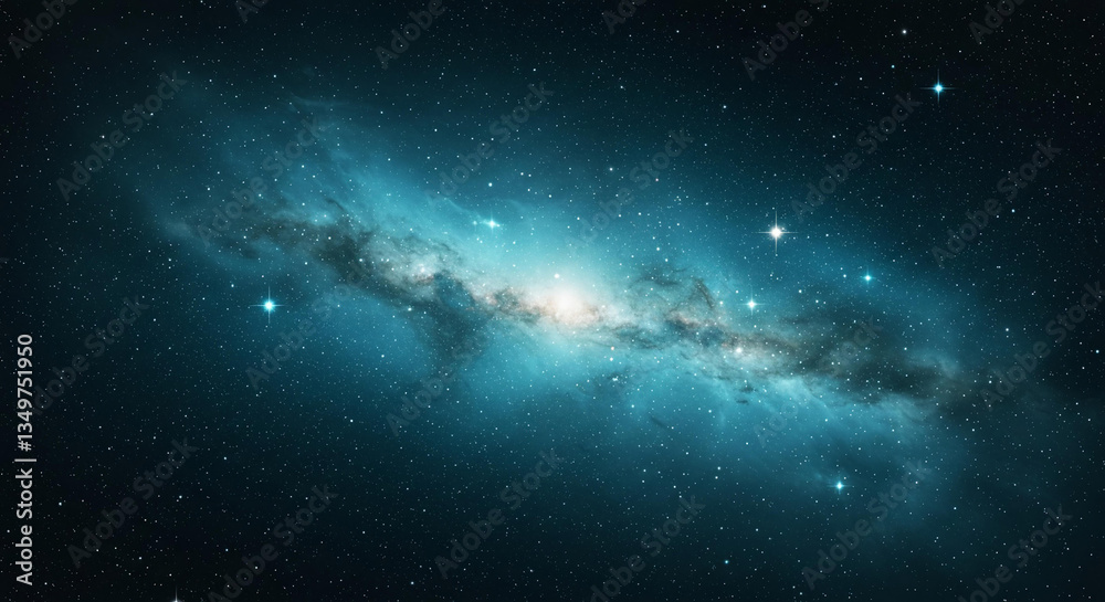 Fototapeta premium Stunning Teal Nebula Space Background Cosmic Galaxy Starscape Image