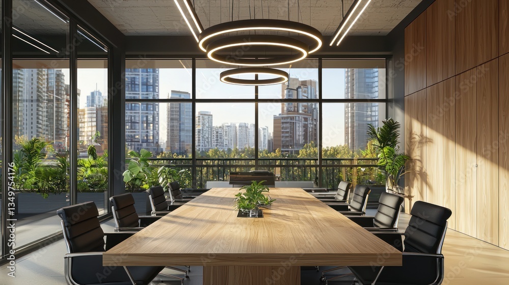 Fototapeta premium Modern Conference Room with City View