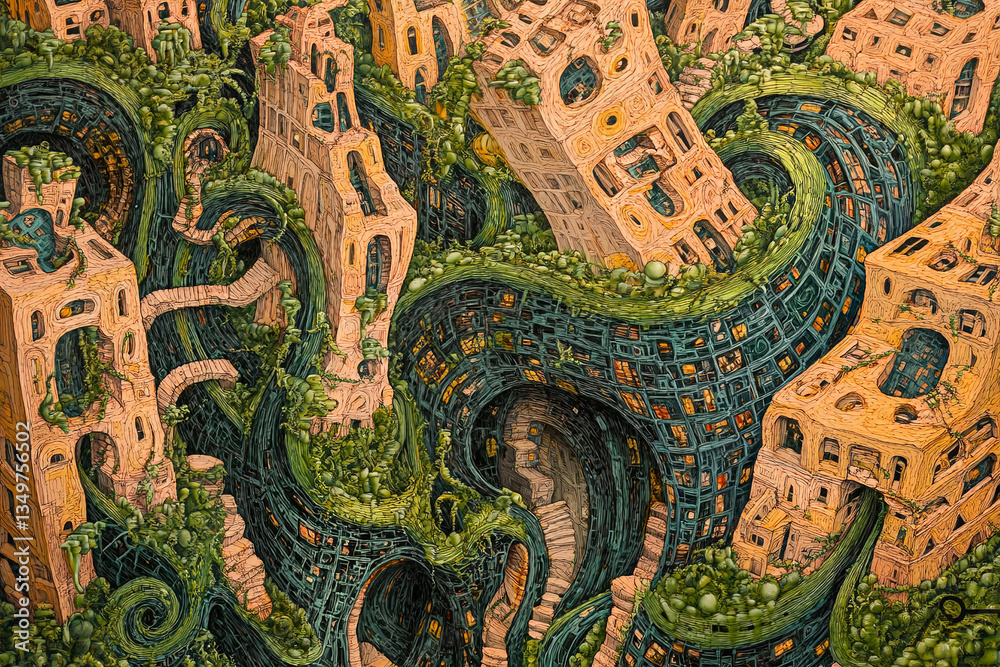 Obraz premium whimsical abstract city