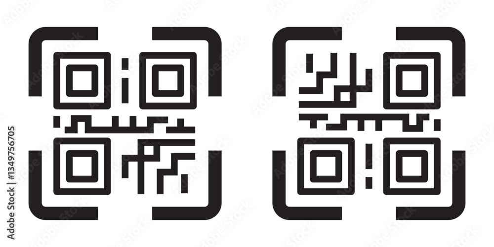 Scan QR code black icon set isolated on transparent background. Digital barcode scanning qr code sign for smartphone, payment, mobile app. Flat or line vector collection. Scan me phone tag symbol. Scan QR code black icon set isolated on transparent background. Digital barcode scanning qr code sign for smartphone, payment, mobile app. Flat or line vector collection. Scan me phone tag symbol.