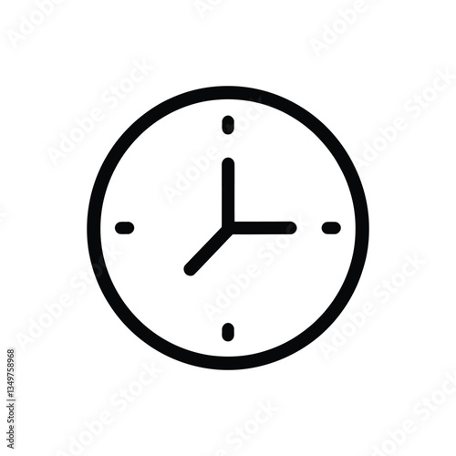 Minimalist Clock Icon, Time Symbol, Vector Illustration, Clock Icon