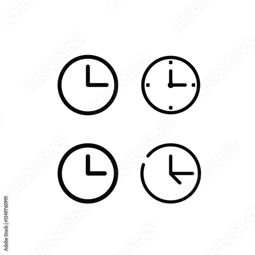 Minimalist Clock Icon, Time Symbol, Vector Illustration, Clock Icon