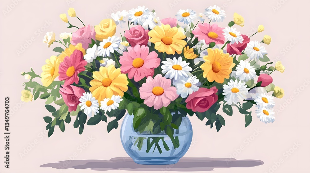 Elegant Bouquet of Colorful Flowers in a Vase, Perfect Gift for Special Occasions Elegant Bouquet of Colorful Flowers in a Vase, Perfect Gift for Special Occasions