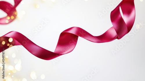 Graceful Red Ribbon Swirls With Golden Sparkling Hues
