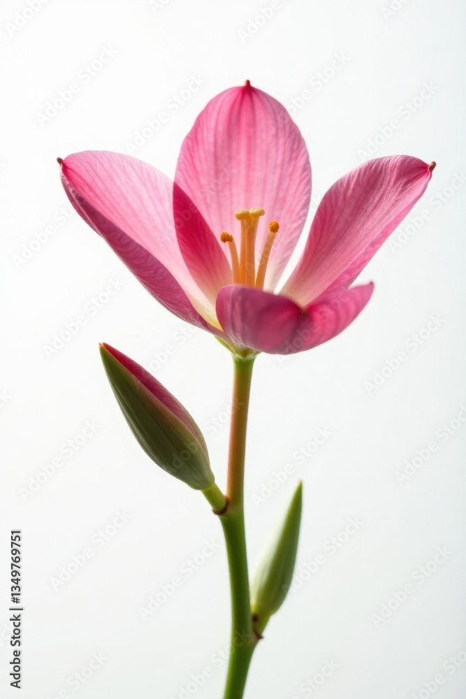Delicate petals unfolding on a crisp white background, isolated, floral, single Delicate petals unfolding on a crisp white background, isolated, floral, single