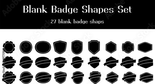 Vector Blank  Badge Shapes Set Design or set of black labels