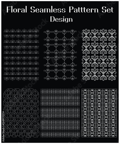 Vector set of Floral Seamless Patterns Set 