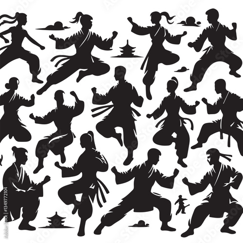 Silhouette vector of people sticker art illustration black design 