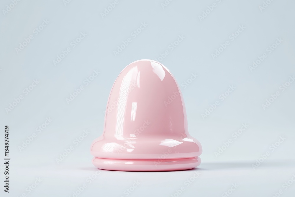 Fototapeta premium Pink, smooth, round object, possibly a beauty tool