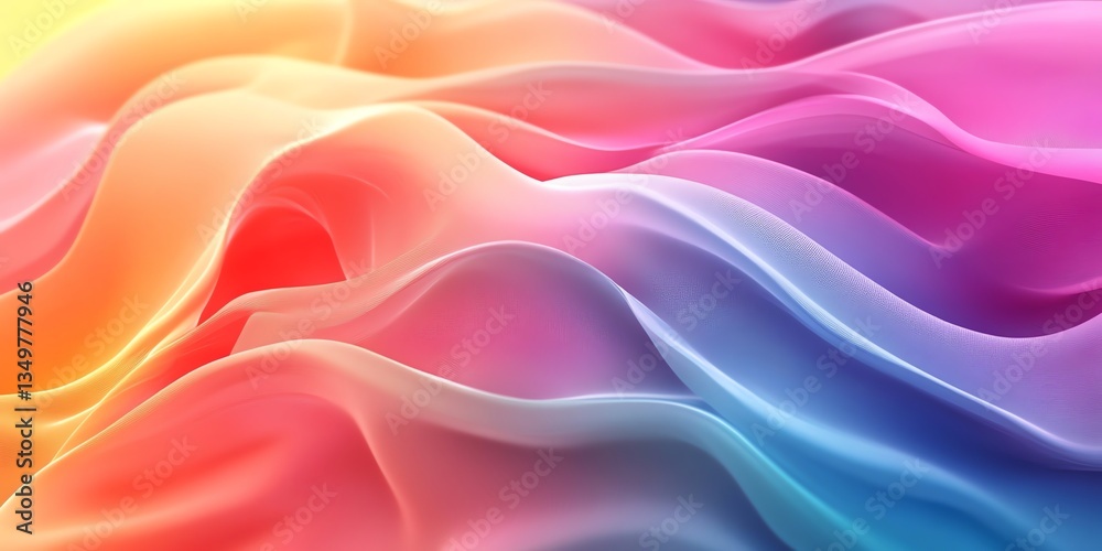 Fototapeta premium Abstract Wavy Silk Fabric with Smooth Gradient Colors Background Texture