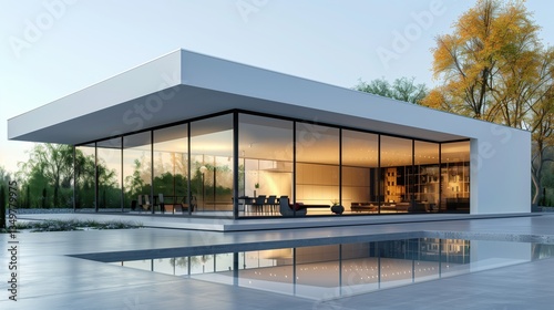 Modern minimalist house with a pool