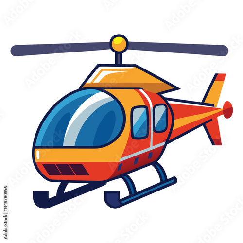 Military helicopter vector illustration with rotor and propeller in flight
