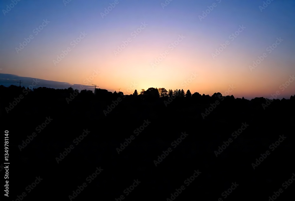 Generative AI Sunset Silhouette: Trees and Sky at Dusk Generative AI Sunset Silhouette: Trees and Sky at Dusk