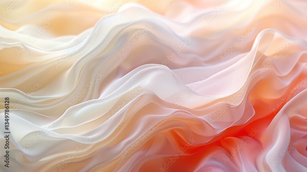 Fototapeta premium Abstract Draped Fabric in Soft Peach and White Tones