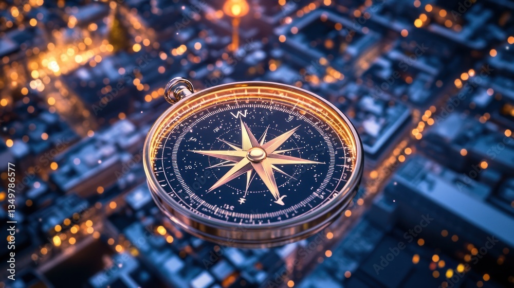 custom made wallpaper toronto digitalGolden Compass over Night City: A Journey of Exploration and Discovery