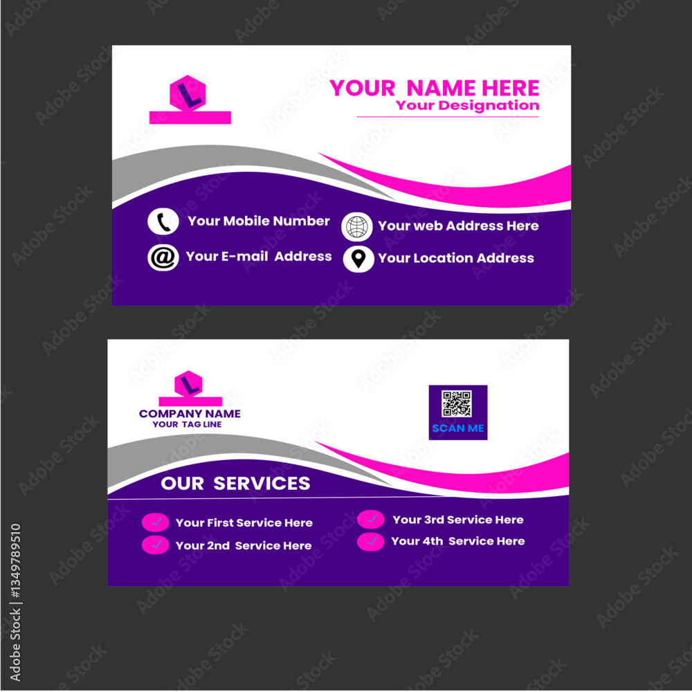 Naklejka premium Modern creative simple clean rectangle best quality size double sided business Card