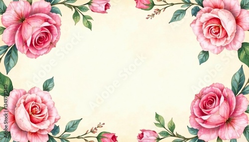 Delicate watercolor roses repeat on vintage paper , watercolor, repeat pattern, pretty