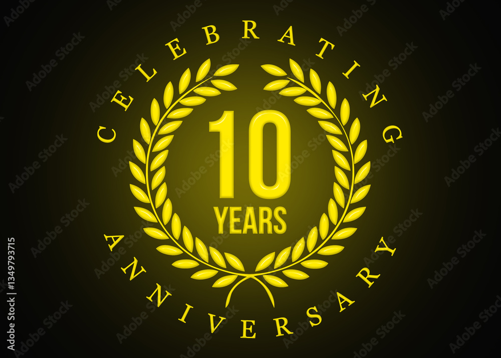 Naklejka premium 10th Anniversary celebration greeting card.