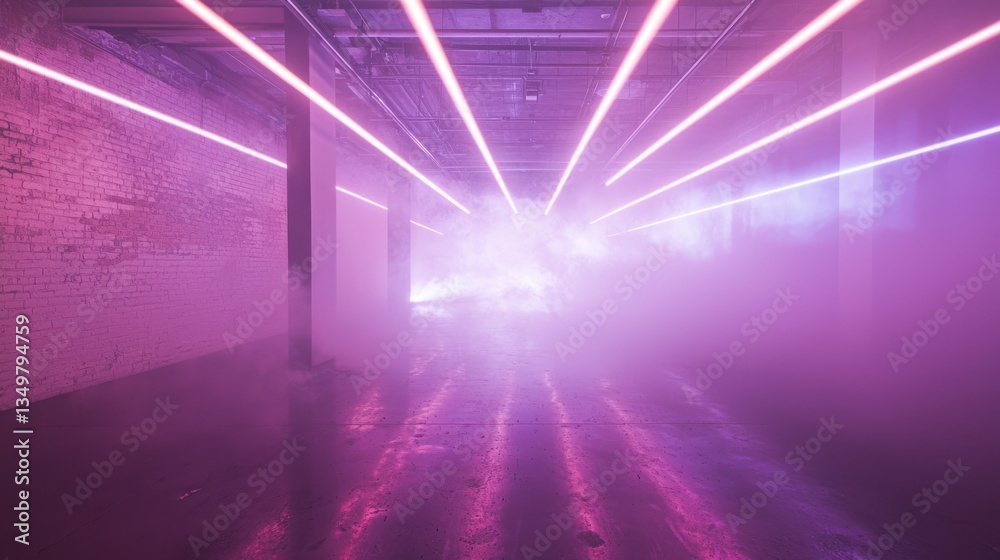 Fototapeta premium Neon Tunnel: A Futuristic, Vaporwave-Inspired Installation
