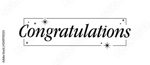 Congratulations fancy banner with stars inside a thin frame. Elegant typography congrats message.
