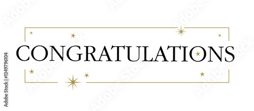 Congratulations fancy banner with stars inside a thin frame. Elegant typography congrats message.
