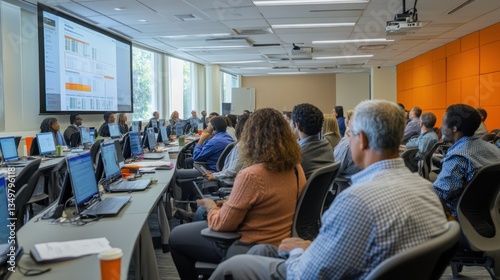 Corporate training session in modern conference room