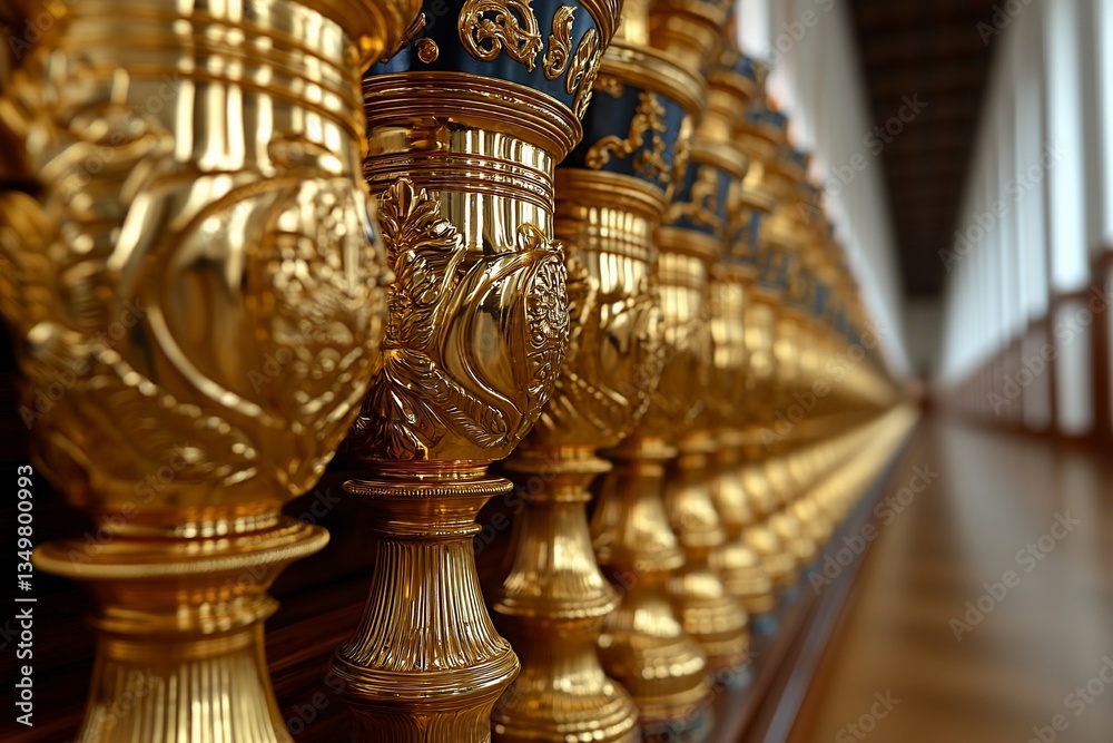 Fototapeta premium Ornate golden cups in a row