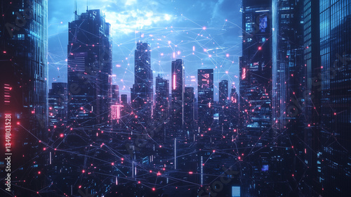 Illustration of a futuristic digital world