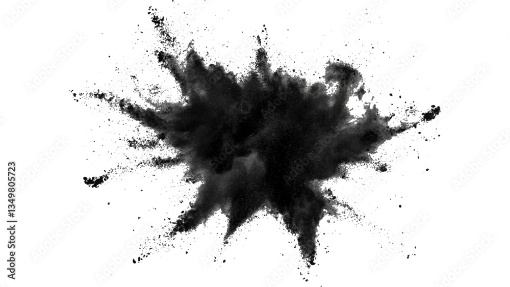 Black powder explosion on white background. Vector black dust explode. Paint holi. Black vibrant rainbow holi paint color powder explosion with bright colors isolated white background. Black powder explosion on white background. Vector black dust explode. Paint holi. Black vibrant rainbow holi paint color powder explosion with bright colors isolated white background.