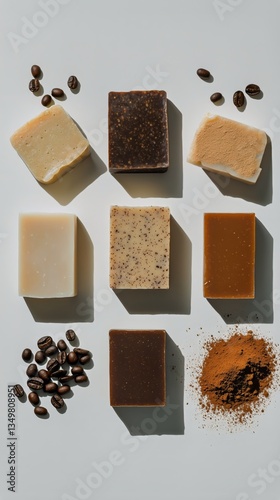 Gourmet Chocolates and Coffee Beans Arranged Creatively on a White Background