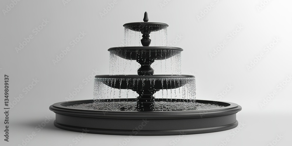 Elegant three-tiered fountain with flowing water in a minimalist design setting Elegant three-tiered fountain with flowing water in a minimalist design setting