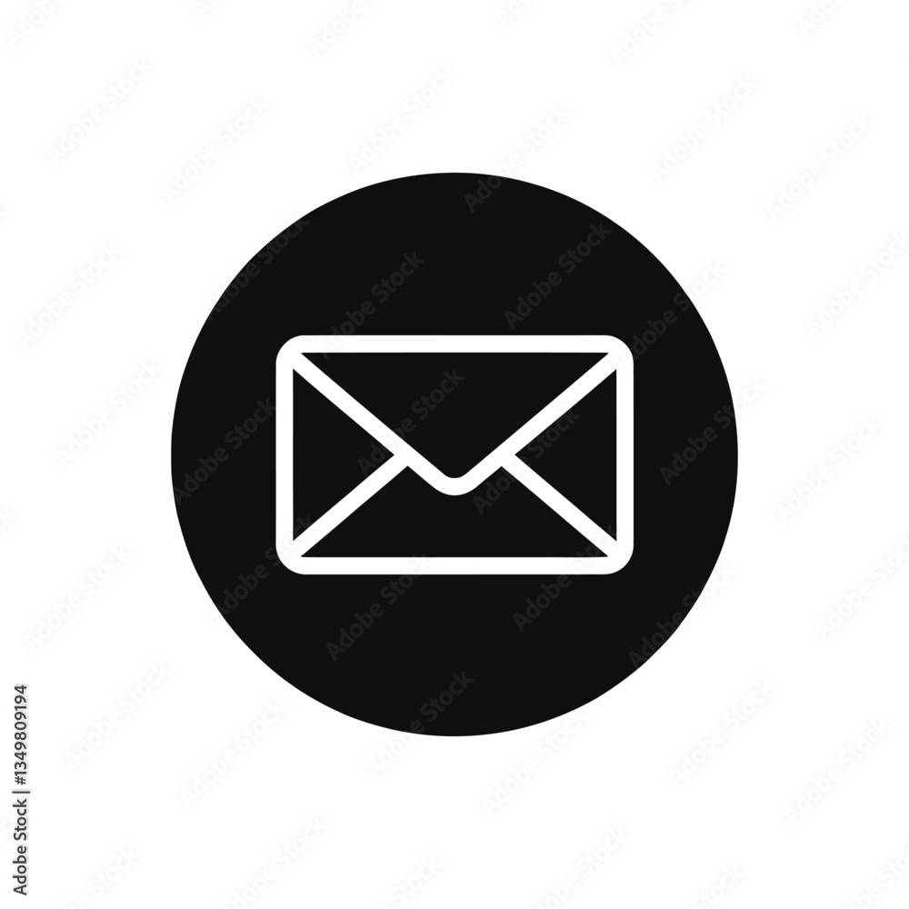 Email Envelope Icon – Black and White Mail Symbol for Communication and Messaging, Email Envelope Icon, vector Email Envelope Icon – Black and White Mail Symbol for Communication and Messaging, Email Envelope Icon, vector