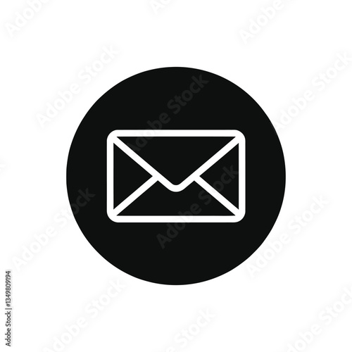  Email Envelope Icon – Black and White Mail Symbol for Communication and Messaging, Email Envelope Icon, vector