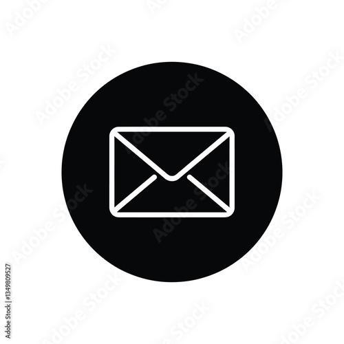  Email Envelope Icon – Black and White Mail Symbol for Communication and Messaging, Email Envelope Icon, vector