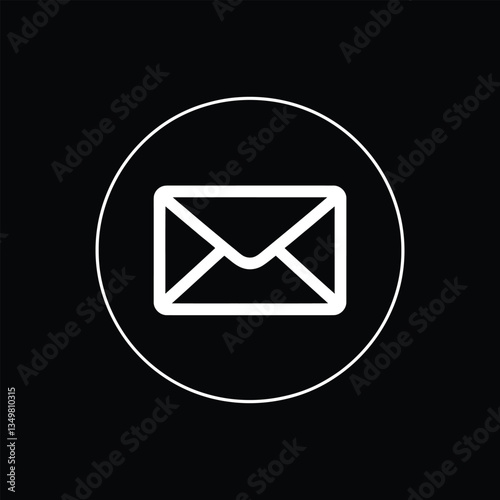  Email Envelope Icon – Black and White Mail Symbol for Communication and Messaging, Email Envelope Icon, vector