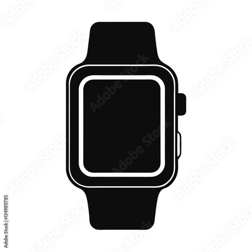 digital watch white background on vector silhouette