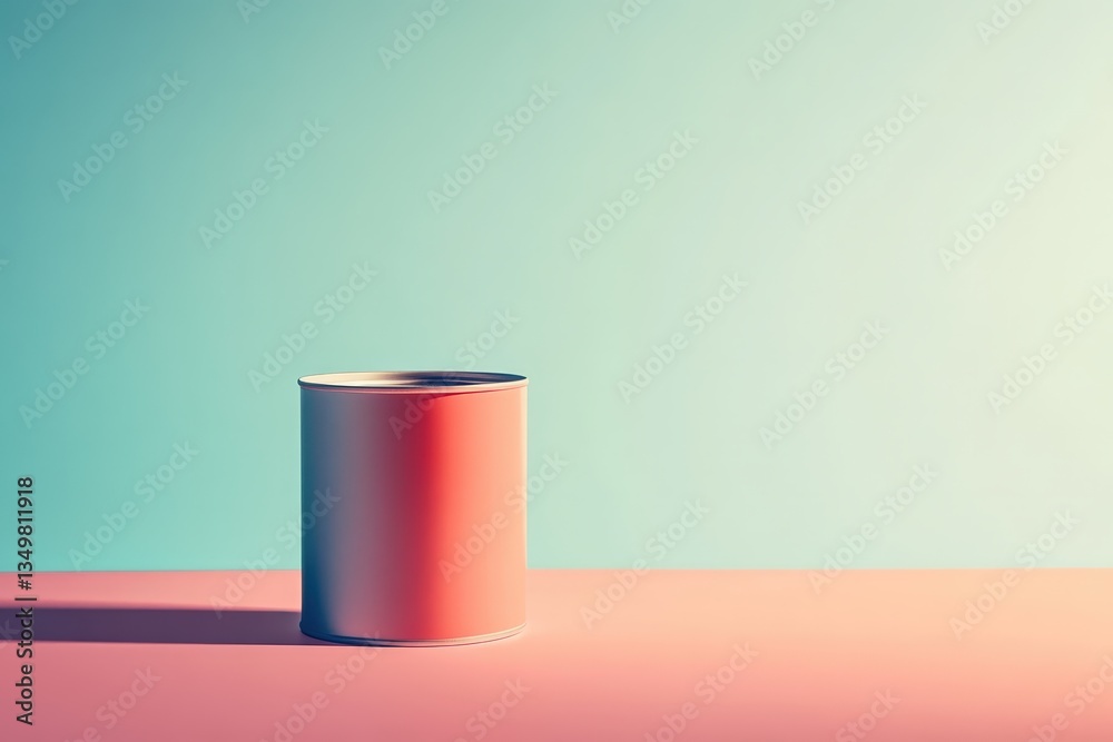 A single cylindrical can sits on a surface with a background