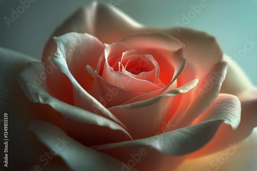 Pink Rose Blooms in Soft Light Showcasing Delicate Petals and Layers