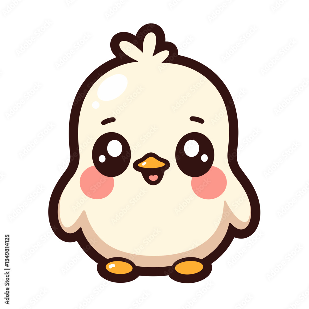 Happy kawaii duckling illustration with bold outline, playful aesthetic Happy kawaii duckling illustration with bold outline, playful aesthetic